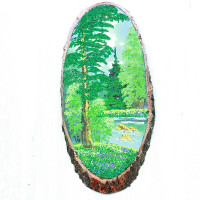 14160632 - Картина на спиле дерева вековые сосны 45 см лето.