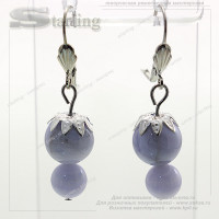 380225133 - Серьги агат голубой кружевной Брусничка