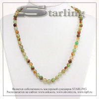 342233987 - Бусы агат зелёно-коричневый Ш8