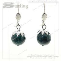 3846132 - Серьги малахит Земляничка