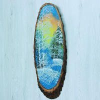 14160704 - Картина на спиле дерева закат в лесу 50 см зима