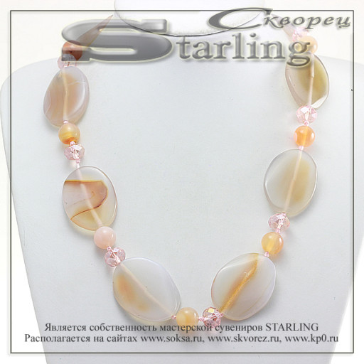 322233143 - Ожерелье агат светло-коричневый Анжела
