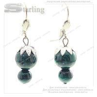 3846133 - Серьги малахит Брусничка