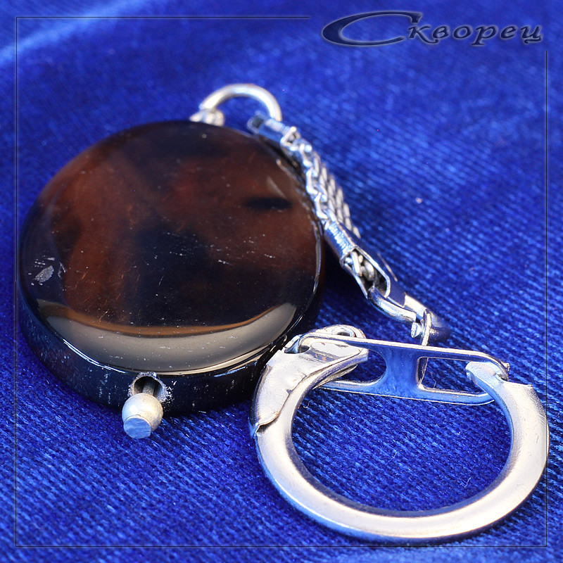 432022 - Брелок овальная таблетка обсидиан