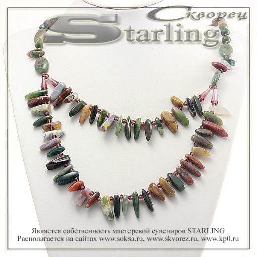 3521030221 - Колье яшма зелёная Валерия