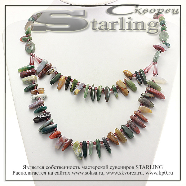 3521030221 - Колье яшма зелёная Валерия