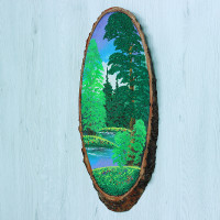 14160732 - Картина на спиле дерева вековые сосны 50 см лето