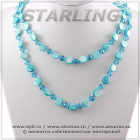328581226 - Ожерелье перламутр бирюзовый Эльвира