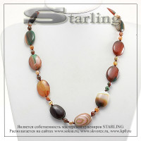 321233027 - Ожерелье агат коричнево-зелёный Анастасия