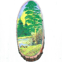 14160664 - Картина на спиле дерева закат в лесу 45 см осень.