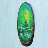 14160735 - Картина на спиле дерева восход в лесу 50 см лето