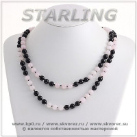 3476987-2 - Бусы самоцветы агат и розовый кварц Ш8