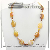 321232627 - Ожерелье агат желто-коричневый Анастасия