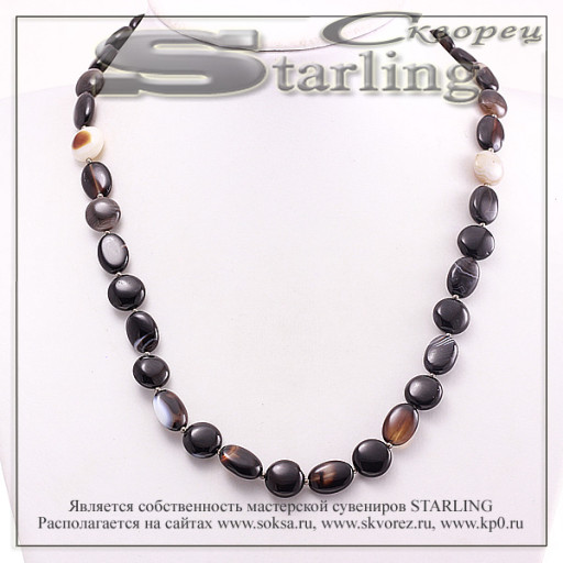 321020227-1 - Ожерелье агат черный Анастасия
