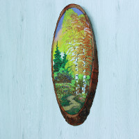 14160761 - Картина на спиле дерева русские березы 50 см осень