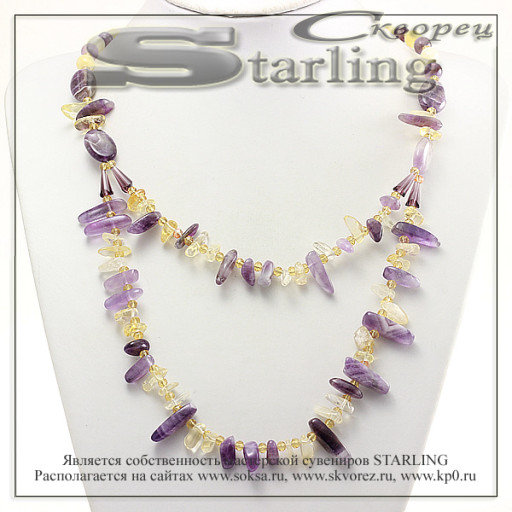 3526921-1 - Колье самоцветы цитрин и аметист Валерия