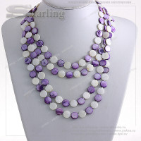 351582028-1 - Колье перламутр белый и кобальт Василиса