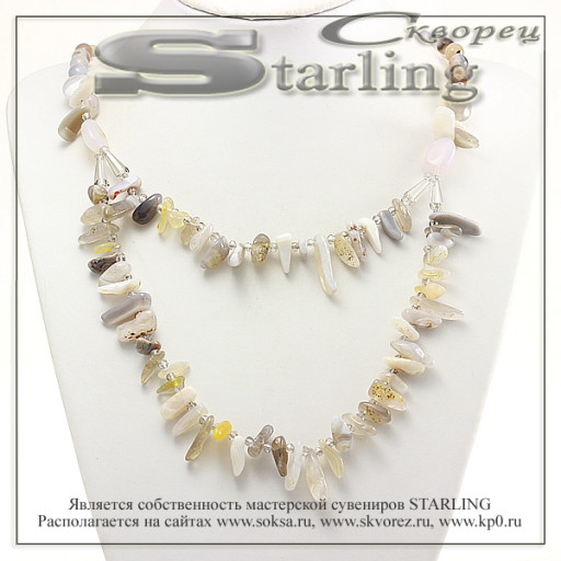 352021221 - Колье агат облачный Валерия