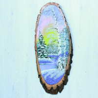 14160904 - Картина на спиле дерева закат в лесу 60 см зима