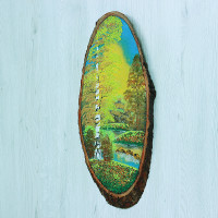 14160764 - Картина на спиле дерева закат в лесу 50 см осень