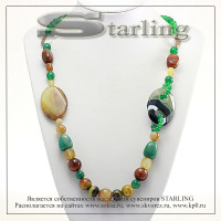 354233000 - Колье агат коричнево-зелёный  Фантазия